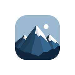 Minimalist Mountain Range Illustration in Soft Blue Tones - Nature Inspired Artwork