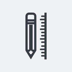 A refined vector icon displaying a pencil and ruler, crafted with a smooth, minimalist design ideal for representing creativity, education, and precision in various digital contexts