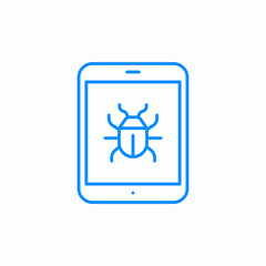 tablet system bug icon sign vector