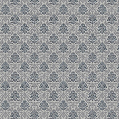Damask, seamless, pattern, background, vintage, classic, traditional, elegant, ornate, intricate, baroque, rococo, Victorian, antique, luxurious, royal, floral, scroll, motif, decorative, grey, blue, 