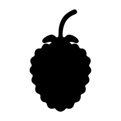 Silhouette of a Round, Bumpy Fruit with a Stem Attached on Top