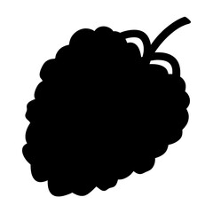 Simple silhouette of a mulberry fruit with stem and leaf details