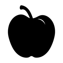 Minimalist black apple silhouette with a shiny white reflection effect