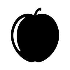 Black silhouette of a healthy and delicious apple with shine and stem