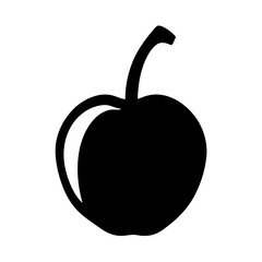 Abstract stylized black apple fruit with stem and highlight illustration