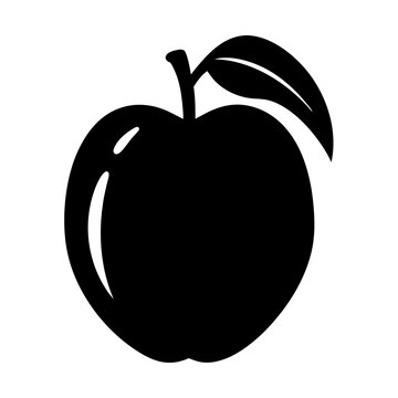 recommend clip art: Bold Black Silhouette of a Fresh Apple with Stem and Leaf