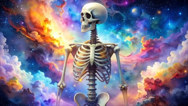Skeleton in colorful space