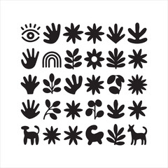 Abstract Black Silhouette Icon Set,Matisse Inspired Vector Shapes Collection,Modern Minimalist Abstract Icons Pack,Organic Silhouette Symbols in Vector,Hand Drawn Abstract Elements Bundle