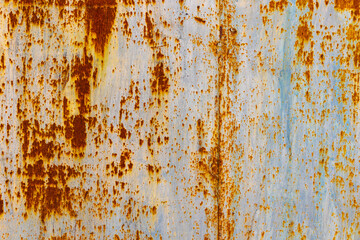 White Faded painted metal with rust spots texture and background
