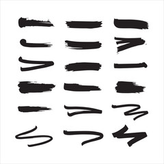 Abstract Black Brush Stroke Vector Collection,Grunge Brush Stroke Lines for Design,Artistic Paint Brush Stroke Elements Set,Hand Drawn Ink Brush Stroke Vector Pack,Creative Brush Stroke Shapes for Art