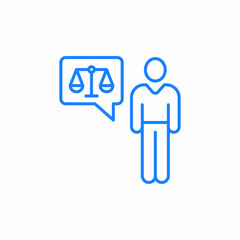 person with justice scale in speech bubble icon sign vector