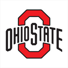 Ohio State University Logo Vector Design,Classic Ohio State Emblem Illustration,Red and Gray Ohio State Symbol Graphic,College Sports Team Ohio State Logo,Ohio State Athletic Logo Artwork