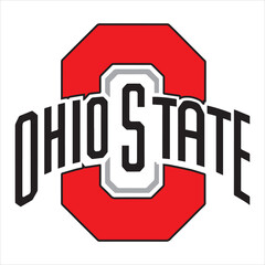 Ohio State University Logo Vector Design,Classic Ohio State Emblem Illustration,Red and Gray Ohio State Symbol Graphic,College Sports Team Ohio State Logo,Ohio State Athletic Logo Artwork