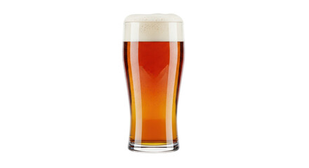 Isolated glass of foamy amber ale beer beverage with alcohol, refreshment and drink