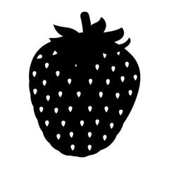 Stylized Strawberry Silhouette with Seeds and Leaves Illustration for design purposes