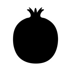 Silhouette of a Whole Pomegranate Fruit with Pointed Crown Black