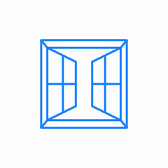 window with grids icon sign vector