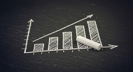 business graph on blackboard