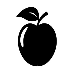 Simple Black and White Apple Illustration with Leaf and Stem Design