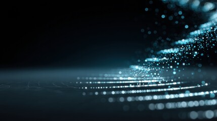 Glowing particles create a mesmerizing pattern in a dark setting, conveying a sense of movement and energy while showcasing digital creativity and design.