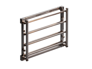 Metal grille with three horizontal bars, mounted in a rectangular frame.  Solid, structured design