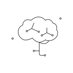 Minimalistic brain design with circuit dots, abstract neural network illustration for AI and big data projects.