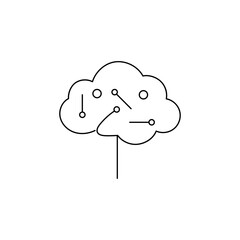 Brain icon with digital circuits, abstract neural tech design for AI, data, and futuristic concepts.