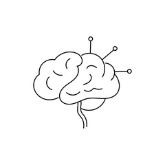 Simple line brain with nodes, abstract scientific and futuristic illustration for digital use.