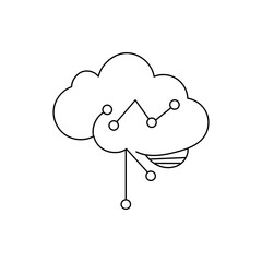 Abstract cloud-shaped brain icon with circuits, symbolizing cloud computing, AI, and technology.