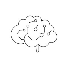 Brain vector with connected circuits, abstract neural illustration for AI, education, and medical projects.