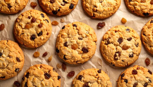 Baked cookies with raisins - Powered by Adobe