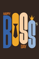 Happy Bosses Day flat poster minimalistic vector illustration.