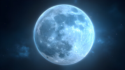 Fototapeta premium Blue moon in the night sky. Super blue full moon night sky. 