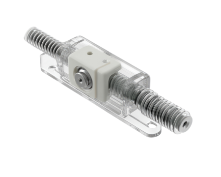Transparent linear actuator with threaded screws and a square bearing block