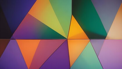 Abstract geometric composition with colorful triangles and gradients.