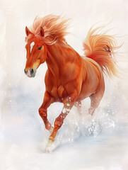 Watercolor Fiery Red Horse – Year of the Horse Greeting Card Design