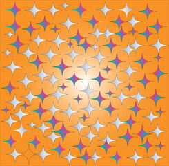 Colorful vector illustration of an abstract seamless pattern featuring a retro geometric design with stars and shapes, perfect for textile or wallpaper