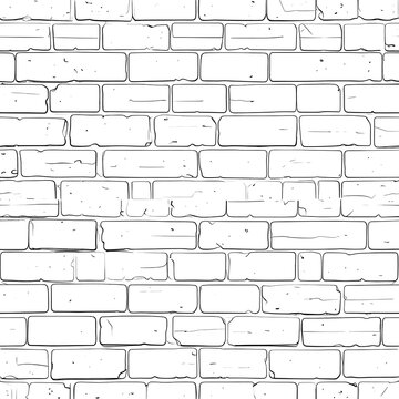 A detailed graphic depiction of a textured brick wall, showcasing the structure and aging effects through subtle linework.