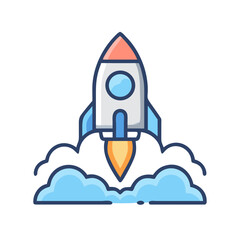 Modern rocket launch icon for technology branding