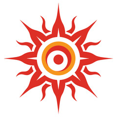 Tribal Sun Symbol Flat Tattoo Vector Artwork