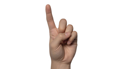 Upturned Finger: A single upturned finger, a simple yet expressive gesture pointing towards the sky. PNG, isolated, transparent