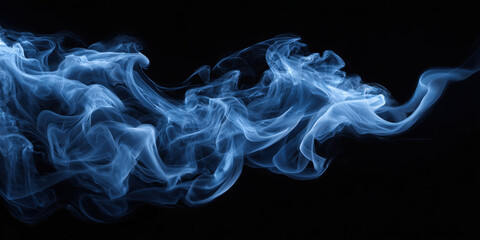 Fototapeta premium Blue smoke flowing on black background