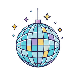 Obraz premium Colorful and whimsical disco ball illustration with surrounding stars and circles