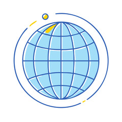 Obraz premium Stylized Planet Earth with Orbiting Celestial Body and Trailing Debris