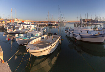 Fototapeta premium View of Heraklion Venetian Harbor with boats in Heraklion Greece