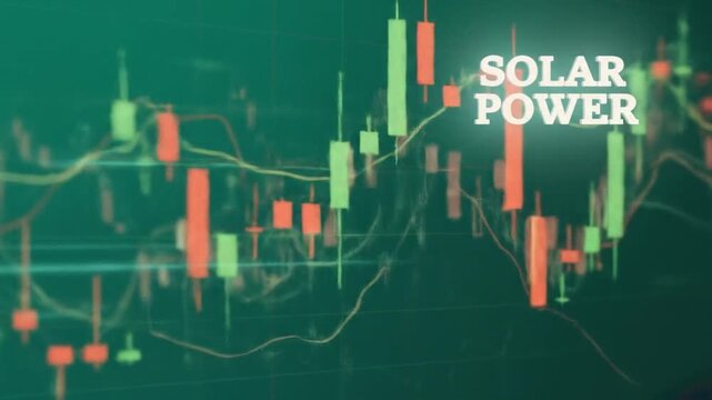 Financial market analysis with focus on solar power trends and data visualization in a digital setting