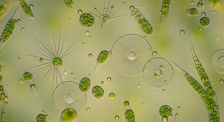 Algae and Microorganisms Under a Microscope, Scientific Exploration, Laboratory Setting