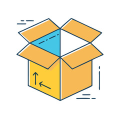 Stylized open cardboard box illustration for shipping and delivery themes