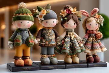 Fototapeta premium Crafted dolls warm clothes high resolution picture