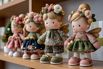 Fototapeta premium Crochet dolls charming outfits high resolution picture